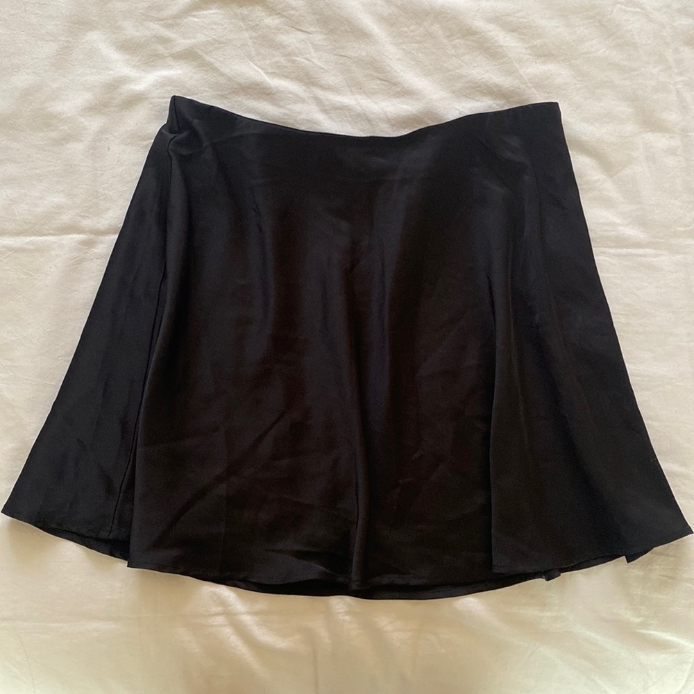 BLACK SATIN MINI SKIRT